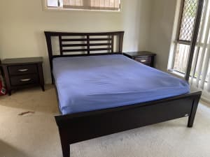 Queen Timber Bedbase and 2x Bedside Draws