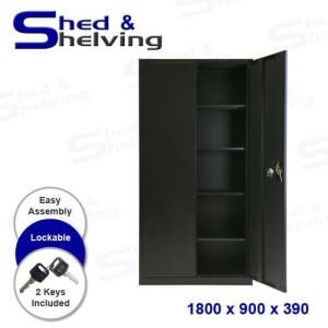 NEW Steel Storage Cabinet Lockable 1800mm - Black & Grey