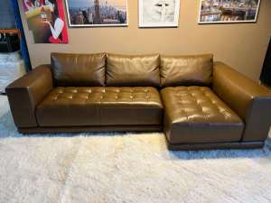 King 👑 Felix Deluxe tan genuine leather lounge with delivery