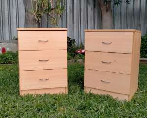 pending - Two Laminex Timber Look Bedside Cabinets 