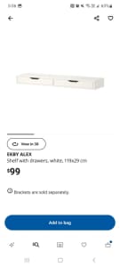 Ikea Ekby Alex 2 drawers shelf/unit
