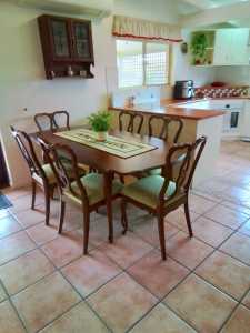 Dining room table and 6 chairs.