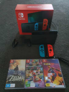 Nintendo Switch Console with 3 games