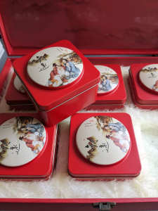 Gift tins in box ..Chinese design x 6 