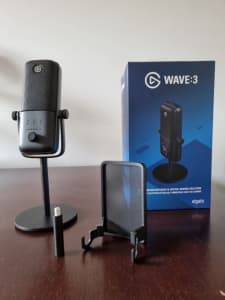 Elgato Wave 3 Premium USB Microphone with Pop Filter & Extension Rods