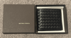 New Bottega Veneta 113993 Woven Bifold Wallet Black Nero