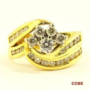 Diamond 2 Ring Wedding Set 18ct Yellow Gold Ladies Ring Size I