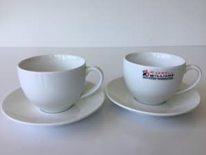 Maxwell & Williams White Coffee Cups/Saucers, 4 Cups (Brand New)
