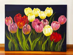 Large Tulip painting on Canvas- 102 x 76cm