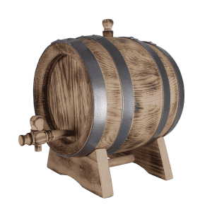 Oak Barrel 1.5Lts Rustic Finish Black hoops Port Keg Age Alcohol