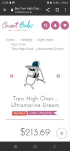 Childcare Trevi High Chair Ultramarine Dream - Reclines, Adjustable