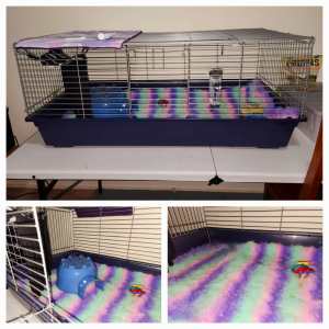LARGE INDOOR GUINEA PIG CAGE WITH VETBEDS AND ACCESSORIES
