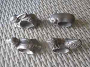 USA brand Wilton metal napkin rings - animals -set of 4- 2 sets avail