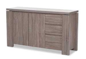 AS NEW Majesty Grey Ash 3 Drawer 2 Door Buffet Table