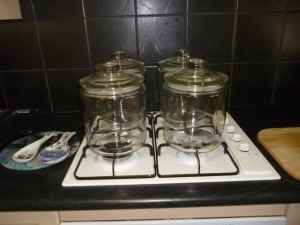 4 Glass Cookie Jars with Lid 5litre