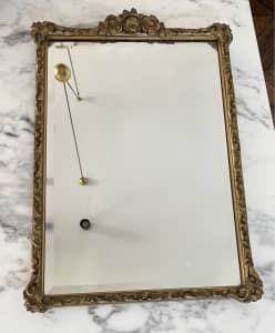 Vintage gilt wooden bevelled wall mirror