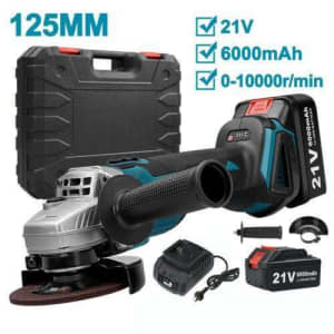 Brushless Cordless Angle Grinder w/ 6.0Ah Li-ion Battery Charger 125mm
