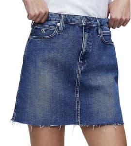 Calvin Klein high rise denim mini skirt (28) - new (ORP $119)