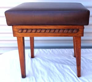 Piano Stool Art Deco Solid Timber Mahogany Rectangle Solid Timber Deco