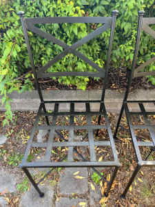French provincial wrought iron yardware chairs