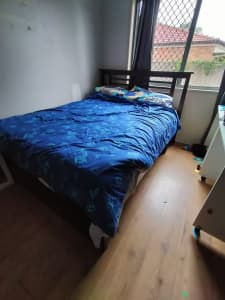 Dark solid wood Queen size bedroom suite 