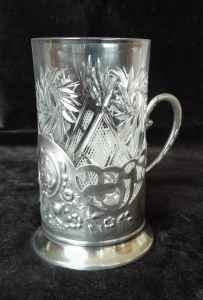 Vintage Ukrainian Podstakannik: Decorative Metal Tea Glass Holder