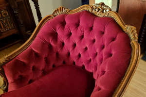 Vintage Baroque Italian Red Velvet Lounge Chair