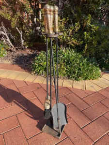 Fire Tools - Brush, Shovel, Hooked Poker. Very Good Condition.