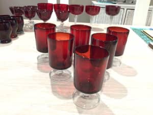 Wine Glasses: S/6 : Lumin arc Ruby Glass