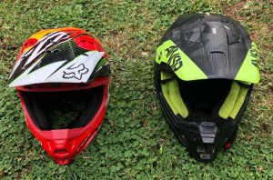 Pair Of Motor Cycle Trail Dirt Bike Helmets