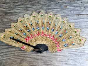 Antique Javanese Fan of Velum and Gilt Inlay