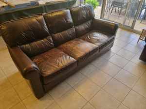 Moran Genuine Leather Lounge Couch 3 Seater