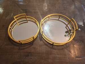 Brand new circular mirrored Tray set