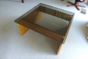 Coffee Table Oak with Smoked Glass Top