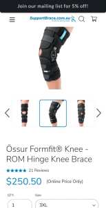 Ossur Formfit Knee ROM hinger knee brace 