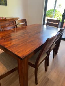 Dining Table with 6 chairs Solid Timber (Freedom Brand) 150x90