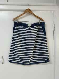 Elm stretch stripe denim look drawstring knee length summer 14 skirt