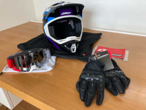 Motocross Helmet, Goggles and Gloves