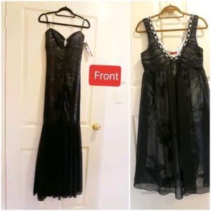 NEW 2 x Formal Black Dresses. Sizes 12 & 14.