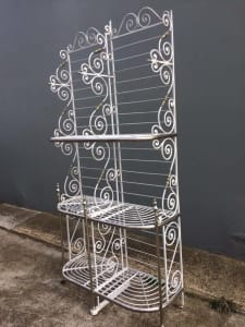 Antique wrought iron baker stand