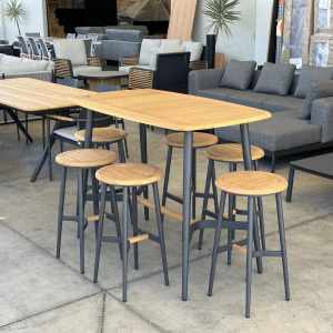 New Solid Teak Outdoor Bar Table & Chairs