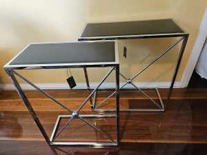 2x Black and Silver Decor Tables