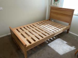 Solid Timber King Single Bed Frame & King Coil Mattress