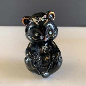 Vintage Fenton Glass Black Teddy Bear, Hand Painted 10cm high.
