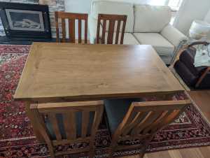 4 seat wood dining table and chairs.