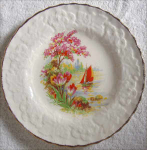 1930's ALFRED MEAKIN 9 Inch Hand Painted Cake Serving Plate ONLY