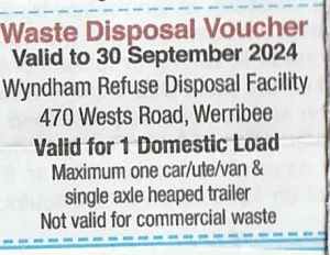WASTE DISPOSAL VOUCHER valid to 30-Sept-2024