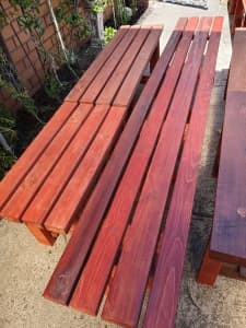 Various benches in merbau modwood solid timber direct please read ad