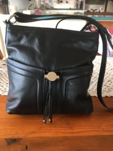 Cellini ladies leather soft black padded handbag 