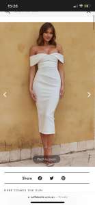 Selfie Leslie off-shoulder white midi dress